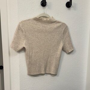 NEW Beige Ribbed Knit Women's Top